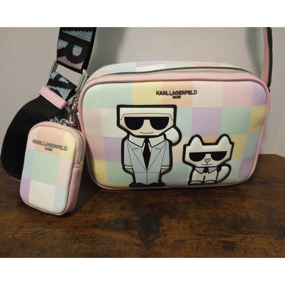 Karl Lagerfeld Paris Maybelle NWT Multicolor Crossbody W/Coin Pouch - Picture 3 of 8